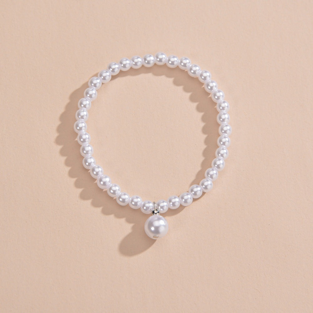 Pearl Beaded Anklet Chain Elastic Beach Foot Bracelet