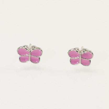 Butterfly Enamel Pink Stud Earrings
