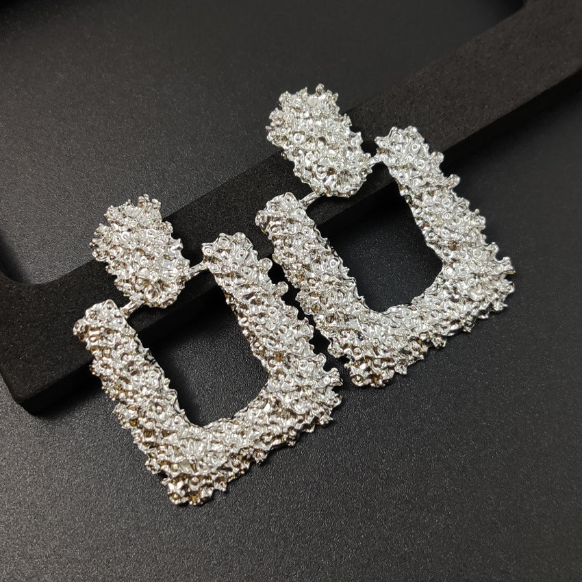Hollow Large Square Stud Statement Earrings