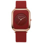 Casual square-shaped, elegant quartz silicone strap student watches.