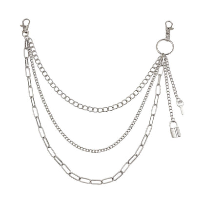 Fashion Metal Lock Key Pendant Pants Chain