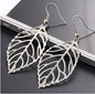 Vintage Bohemia Long Big Hollow Leaf Drop Earrings