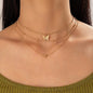 Multi Layers Metallic Chain Butterfly Charm Necklace