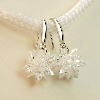 Handmade Long Tassels Flower Ball Crystal Hook Earrings