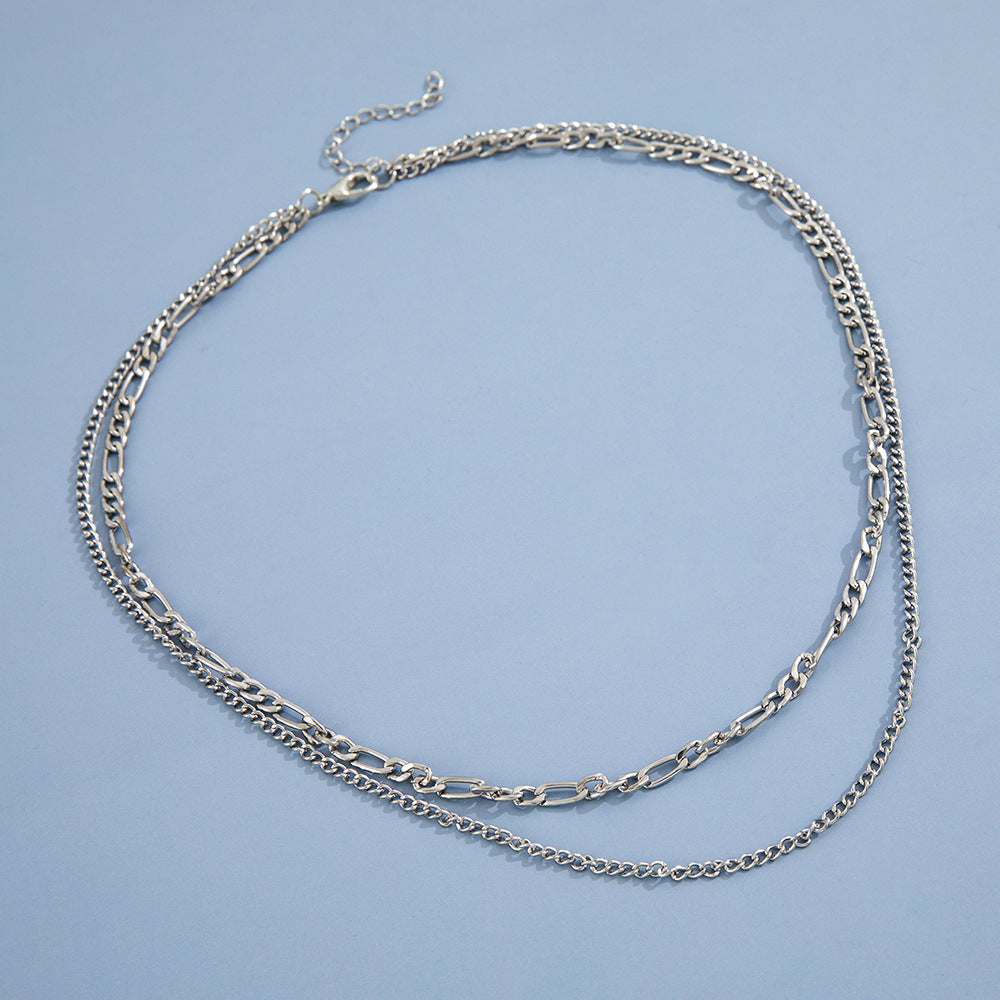 Multi Double 2 Layers Simple Chain Necklace