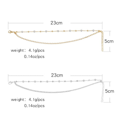 Bohemian Fancy Double Chain Tassel Crystal Anklet Jewelry