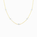 18K Gold Plated Tiny Blue Flower Necklace For Women, Gold Color Cute Pendant Necklace, Trendy Female Fashion Jewelry | Cubic Zirconia