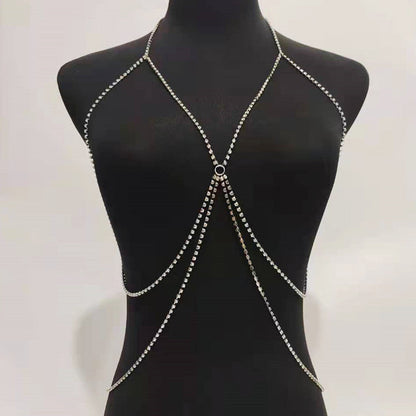 Crystal Rhinestone Multi Layer Neck Body Bikini Lingerie Chain