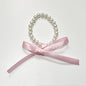 White Imitation Pearl Choker Necklace Women Long Black Ribbon