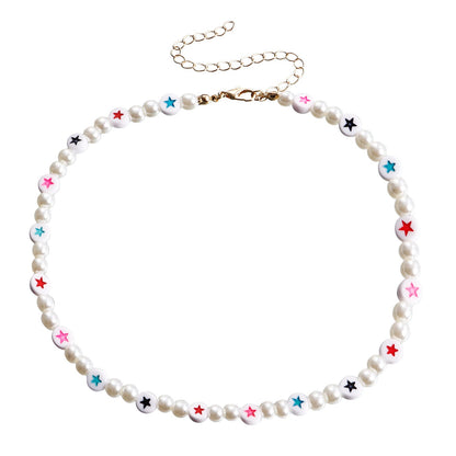 Bohemian Holiday Pearl Necklace Sweet Simple Pearl Star