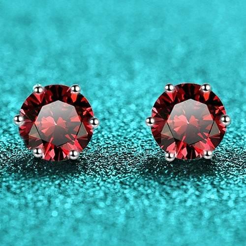 S925 Colorful Moissanite & CZ Classic 6-Prong Stud Earrings For Men Women Gift
