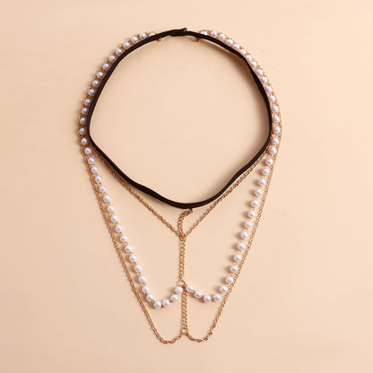 Sexy Beach Body Chain Nightclub Party Multi-layer Pearl Leg Chain