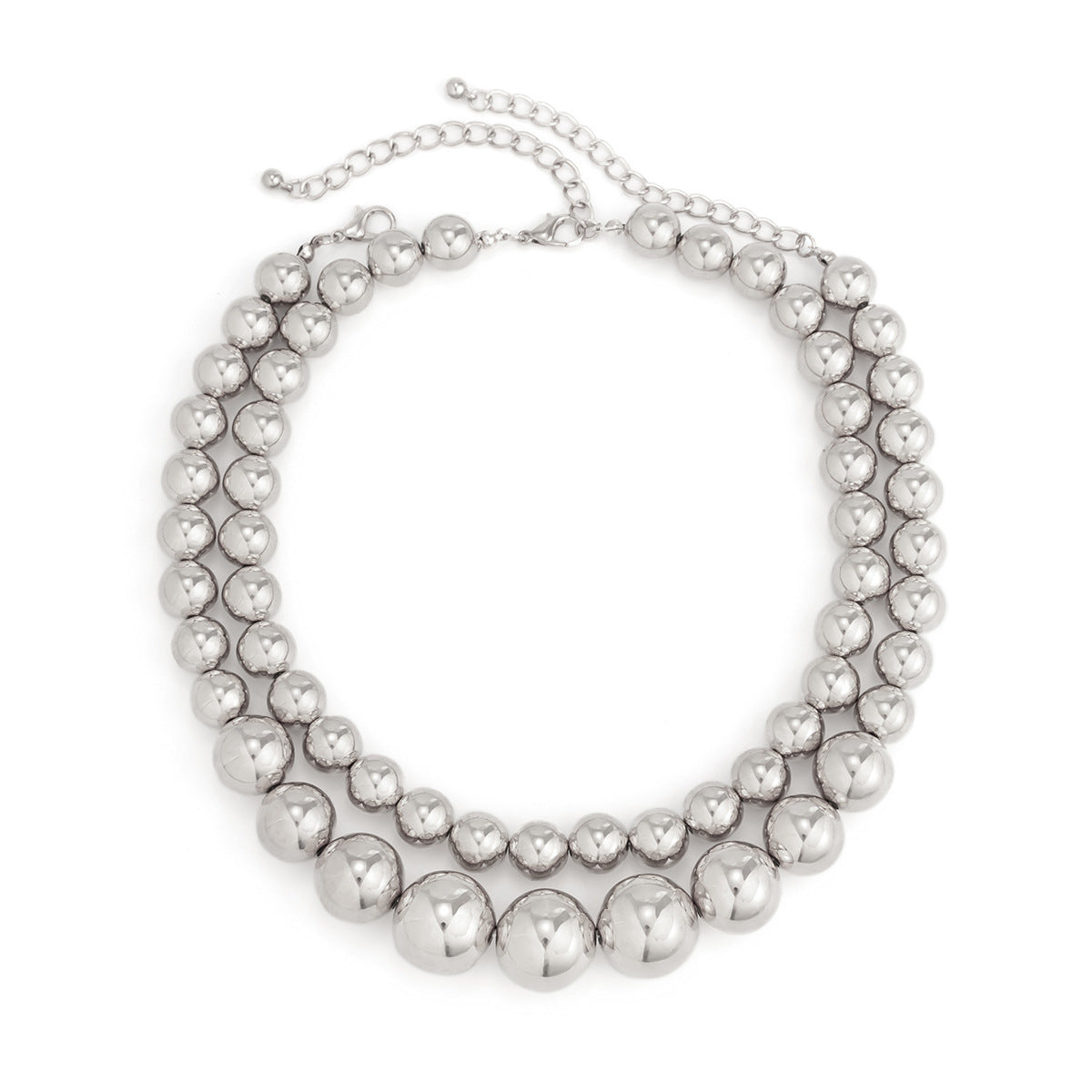 Exaggerated Big Pearl Chunky Heart CCB Round Ball Bead Chain Punk Choker Necklace