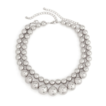 Exaggerated Big Pearl Chunky Heart CCB Round Ball Bead Chain Punk Choker Necklace