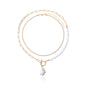 Pearl Round Bead Chain Overlay Necklace