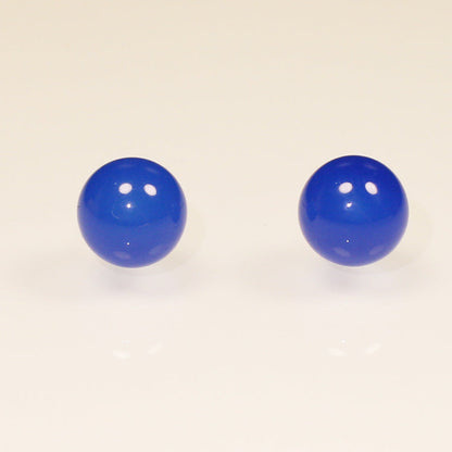 Natural Agate Stud Earrings Simple Round Bead Earrings