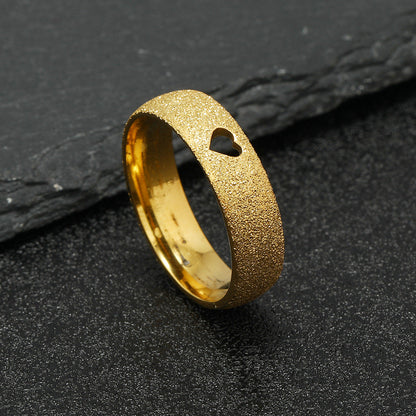 Creative Stainless Steel Ornament Cut Hollow Heart Rings