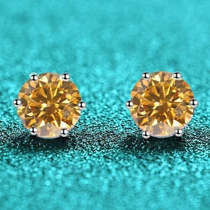 S925 Colorful Moissanite & CZ Classic 6-Prong Stud Earrings For Men Women Gift