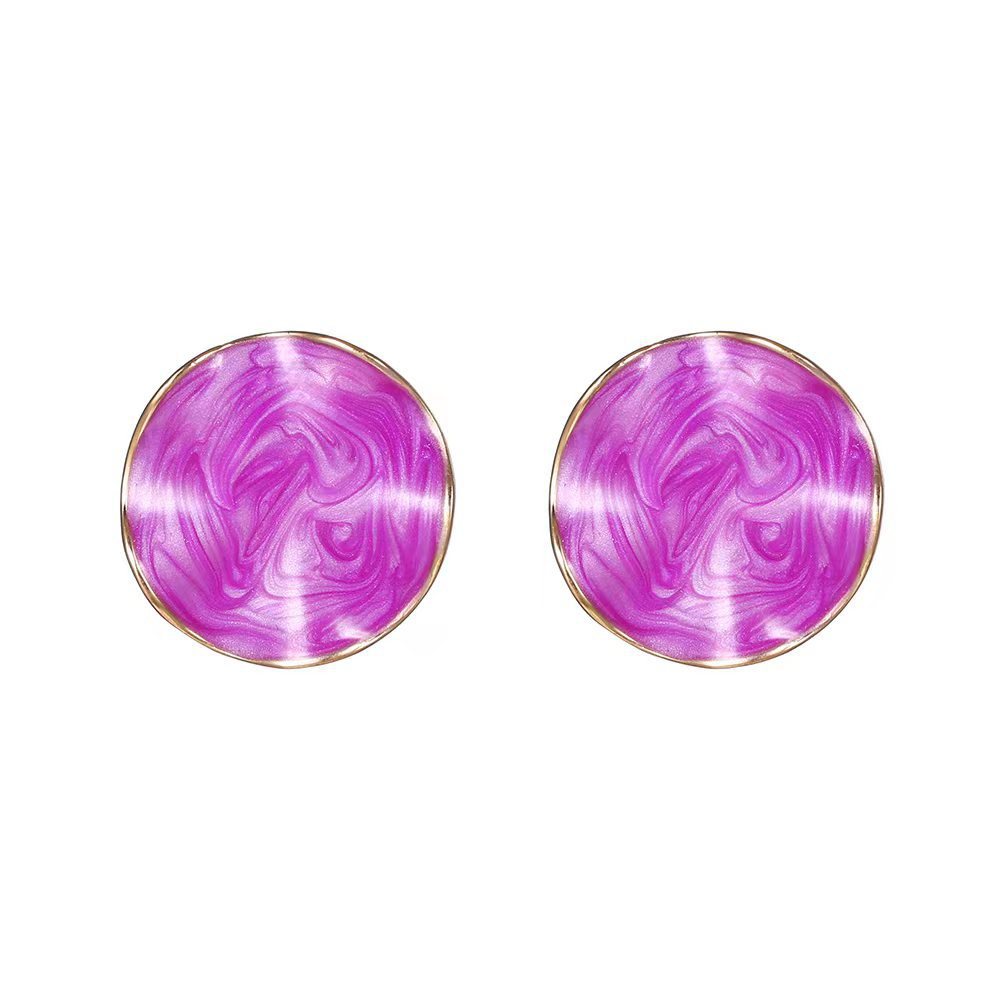 Enamel Geometric Round Stud Earrings