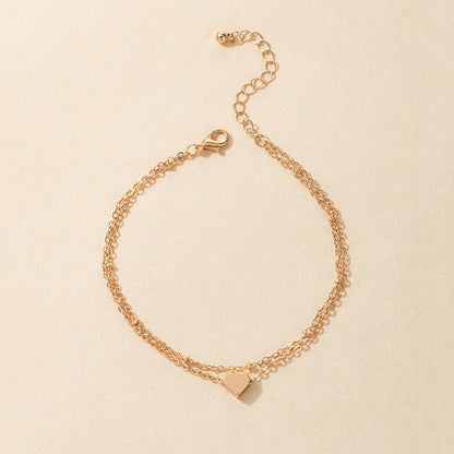 Bohemian Layered Heart Anklet Chain Summer Beach Anklets Jewelry