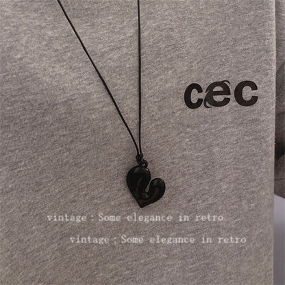 Cool Long Heart Pull Black Rope Necklaces