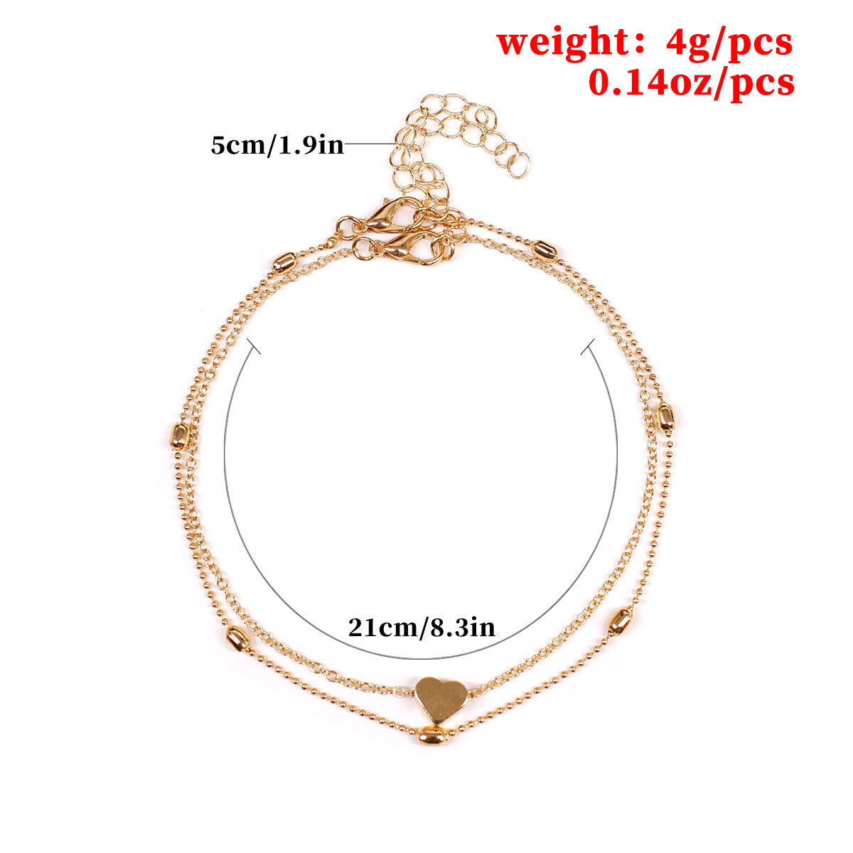 Heart Feet Double Layer Beach Anklets Jewelry