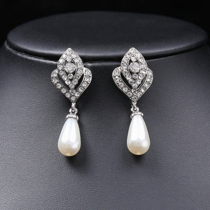 Women Crystal Pearl Rhinestones Bridal Wedding Jewelry Sets