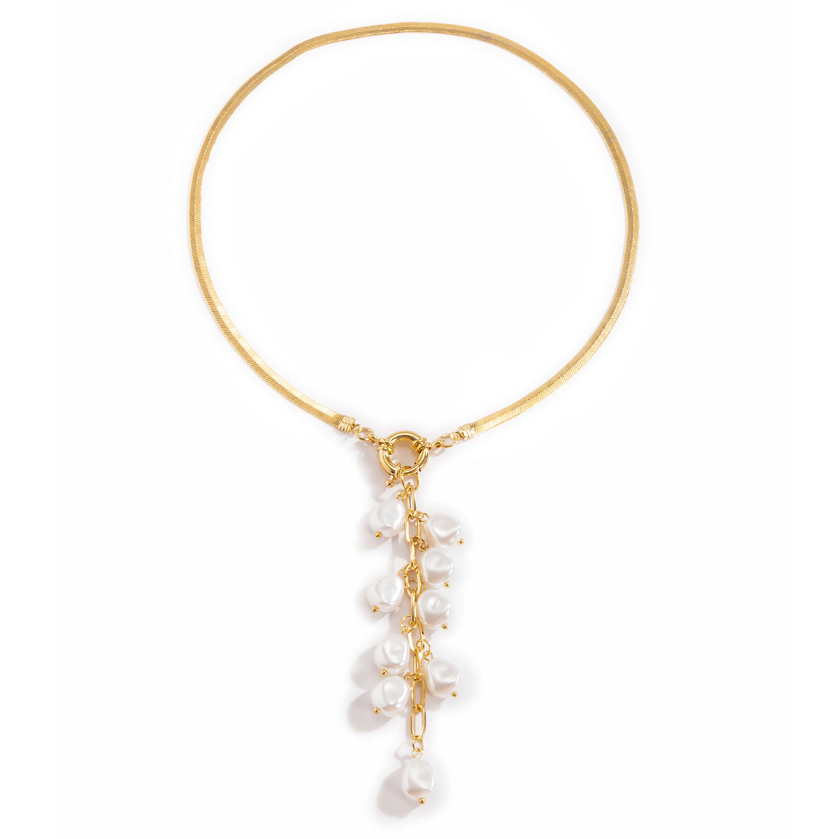 Snake Chain Necklace Retro Pearl Tassel