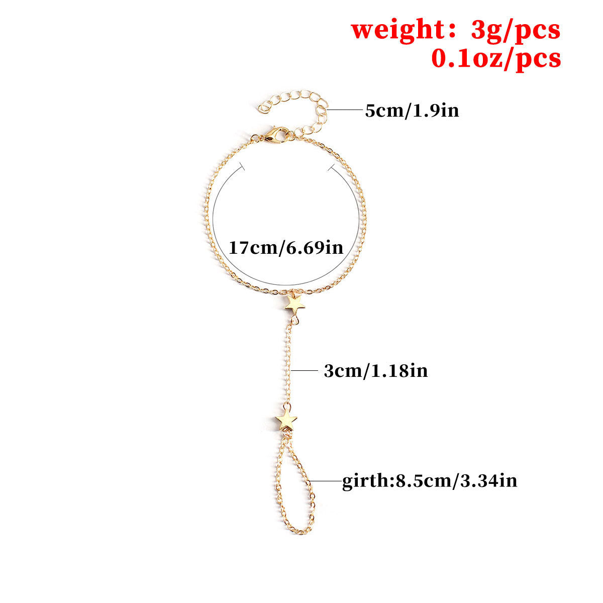 Geometric Star Charm Slave Bracelet With Ring