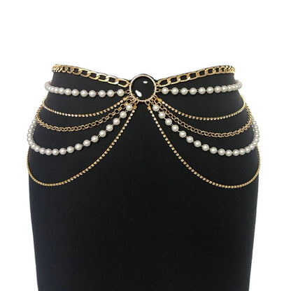 Layered Imitation Pearl Body Chains