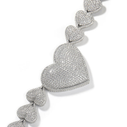 Heart-shaped Zircon Style Peach Heart Chain Necklaces