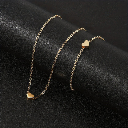 Peach Heart Chain Jewelry Set