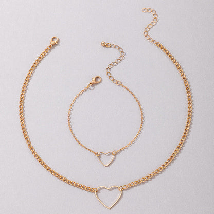 Chain Hollow Heart Choker Necklace