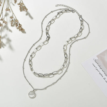 Multi-Layer Chain Opal Pendant Necklace