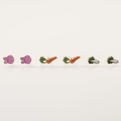 Cute bunny carrot stud earrings set