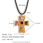 18K colorful hammered cross