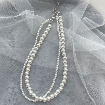 Double Layer Vintage Necklace Gown Accessories Jewelry French Retro Long Pearl Sweater Chain Necklace