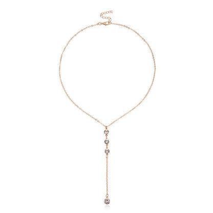Rhinestone Chain Women Tassels Necklace