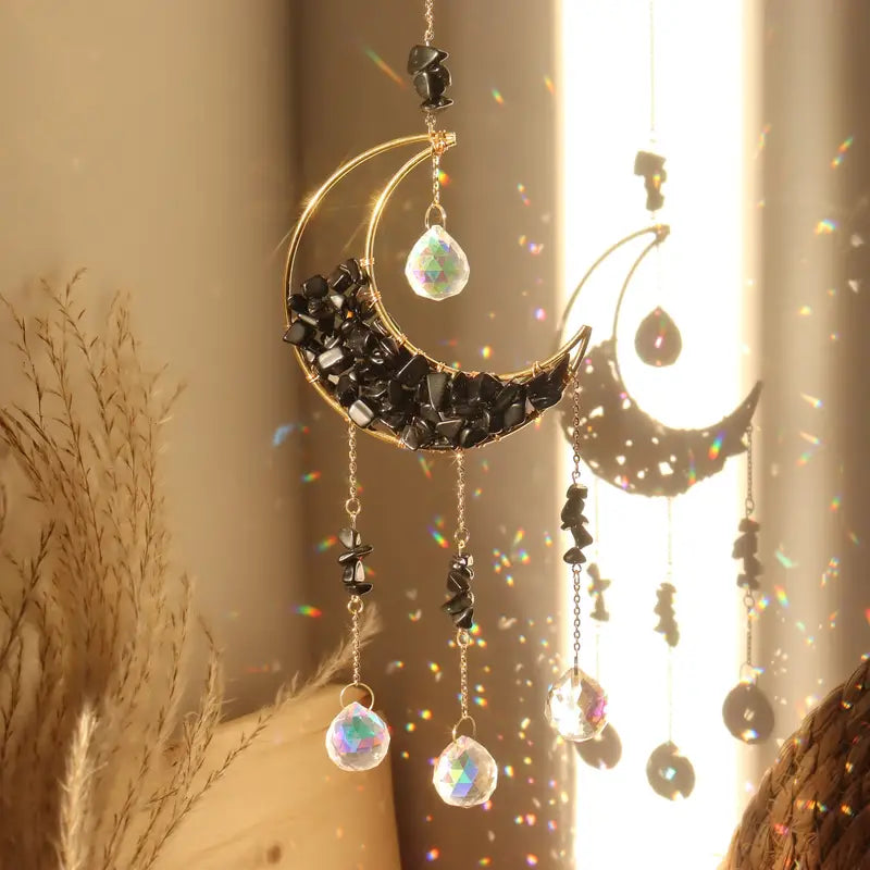 Black Obsidian Crystal Sun Catcher