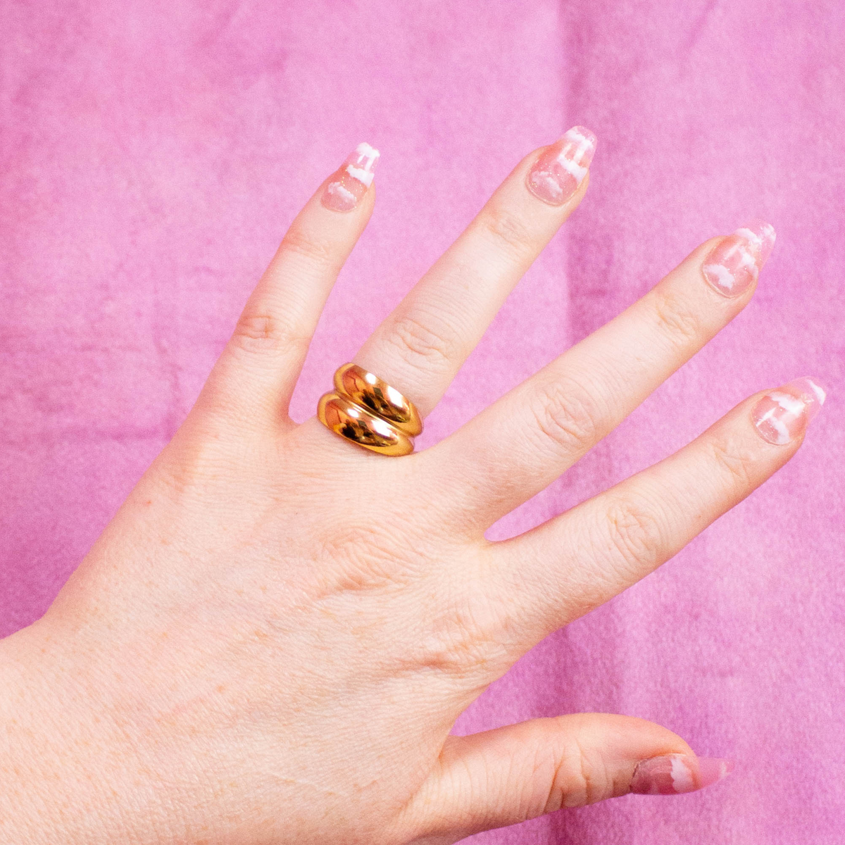 Open Double Stacked Puffy Titanium Ring