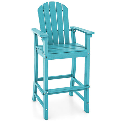 30 Inches Counter Height Outdoor HDPE Bar Stool with Armrests and Footrest