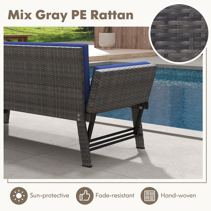 Outdoor Convertible Sofa Daybed with Adjustable Armrests for Balcony