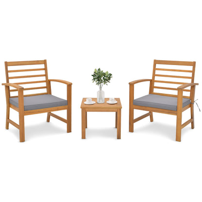 3 Pieces Outdoor Furniture Set with Soft Seat Cushions