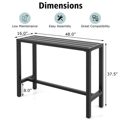 48/55 Inch Outdoor Bar Table with Waterproof Top and Heavy-duty Metal Frame