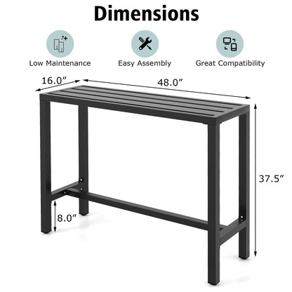 48/55 Inch Outdoor Bar Table with Waterproof Top and Heavy-duty Metal Frame