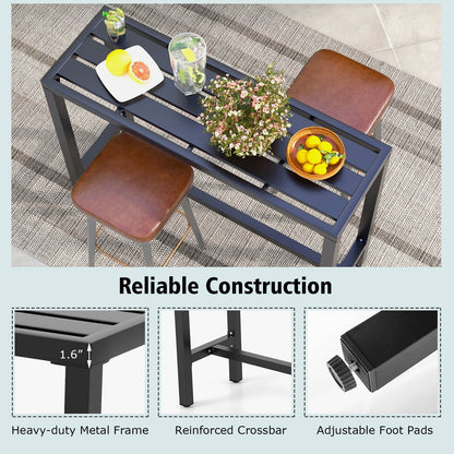 48/55 Inch Outdoor Bar Table with Waterproof Top and Heavy-duty Metal Frame