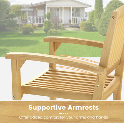 Set of 4 Outdoor Patio Chair with Slatted Seat and Curved Seat