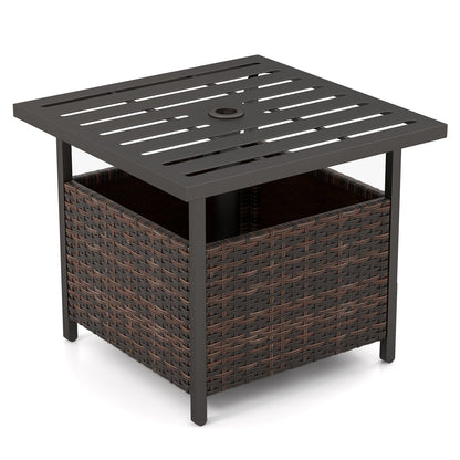 Outdoor Patio Rattan Wicker Steel Side Deck Table