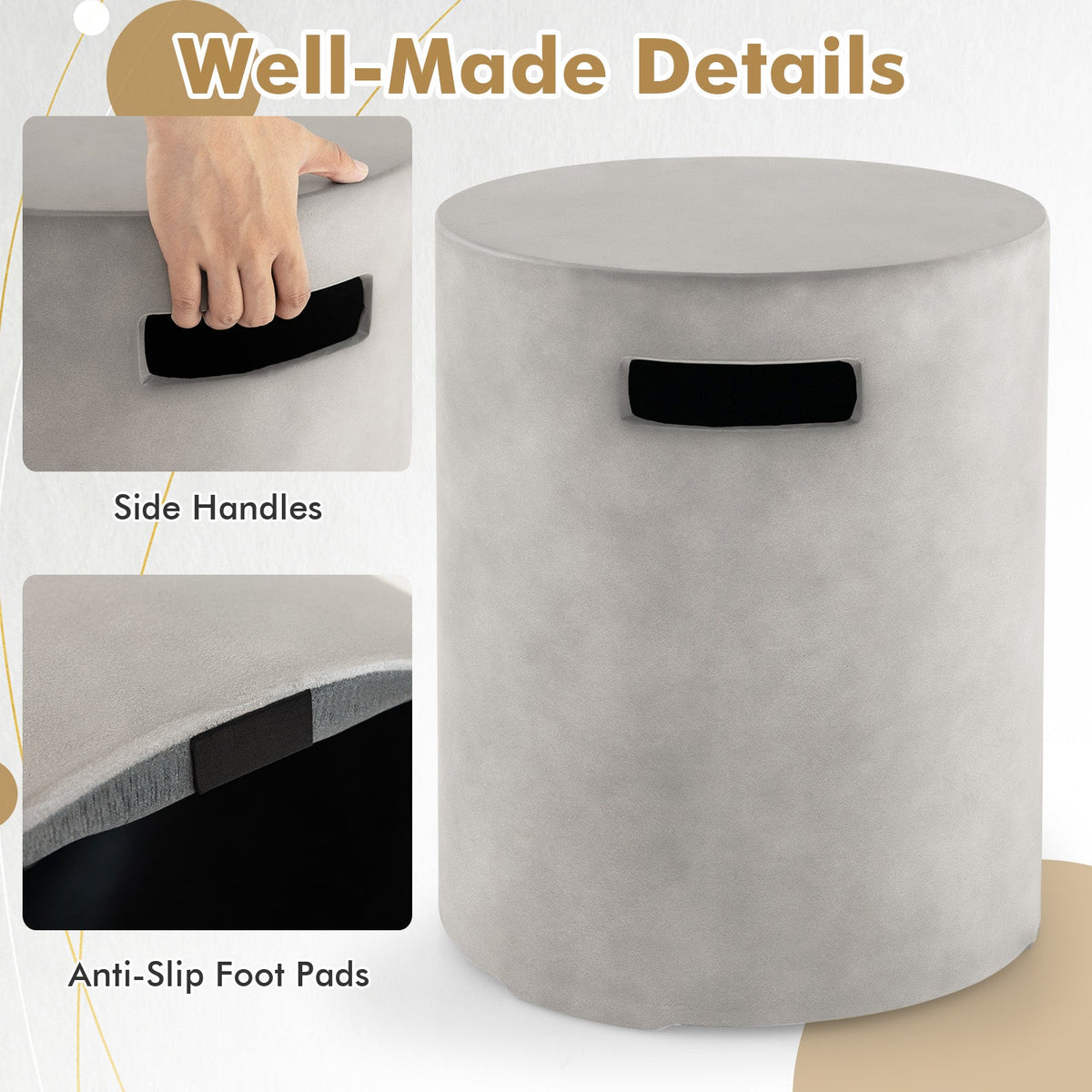 Outdoor Weather Resistant Tank Hideaway Table Fits Standard 20 LBS Propane Gas Tank for Fire Pits