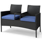 Patio Loveseat with Built-in Table for Backyard Porch